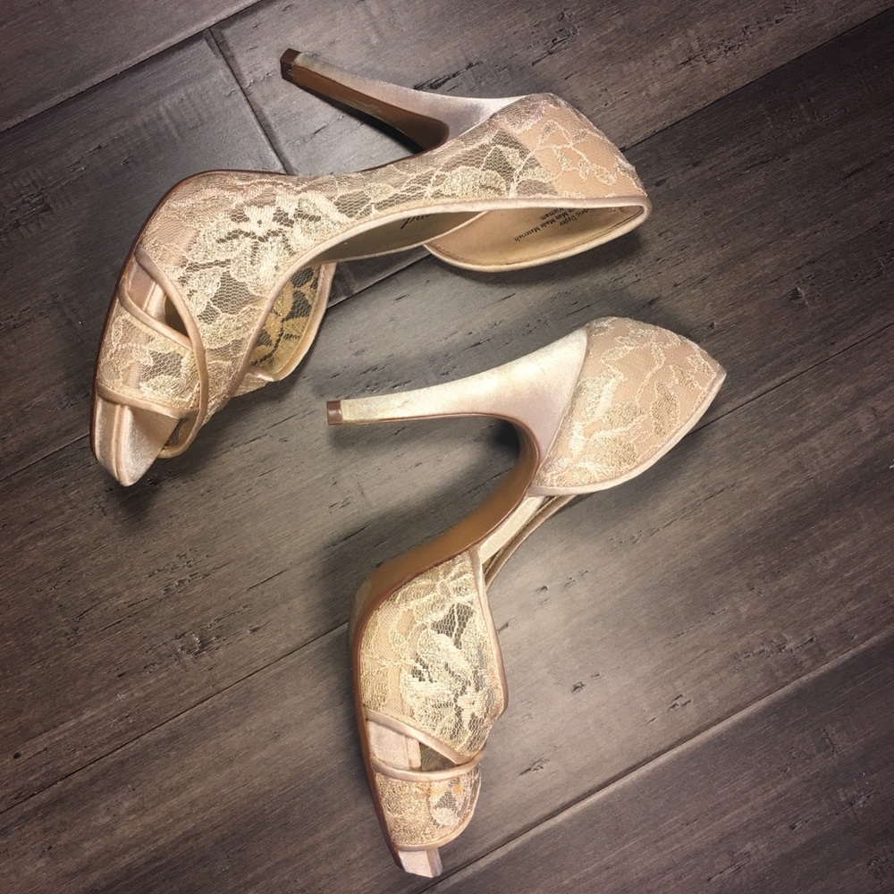 Champagne lace heels